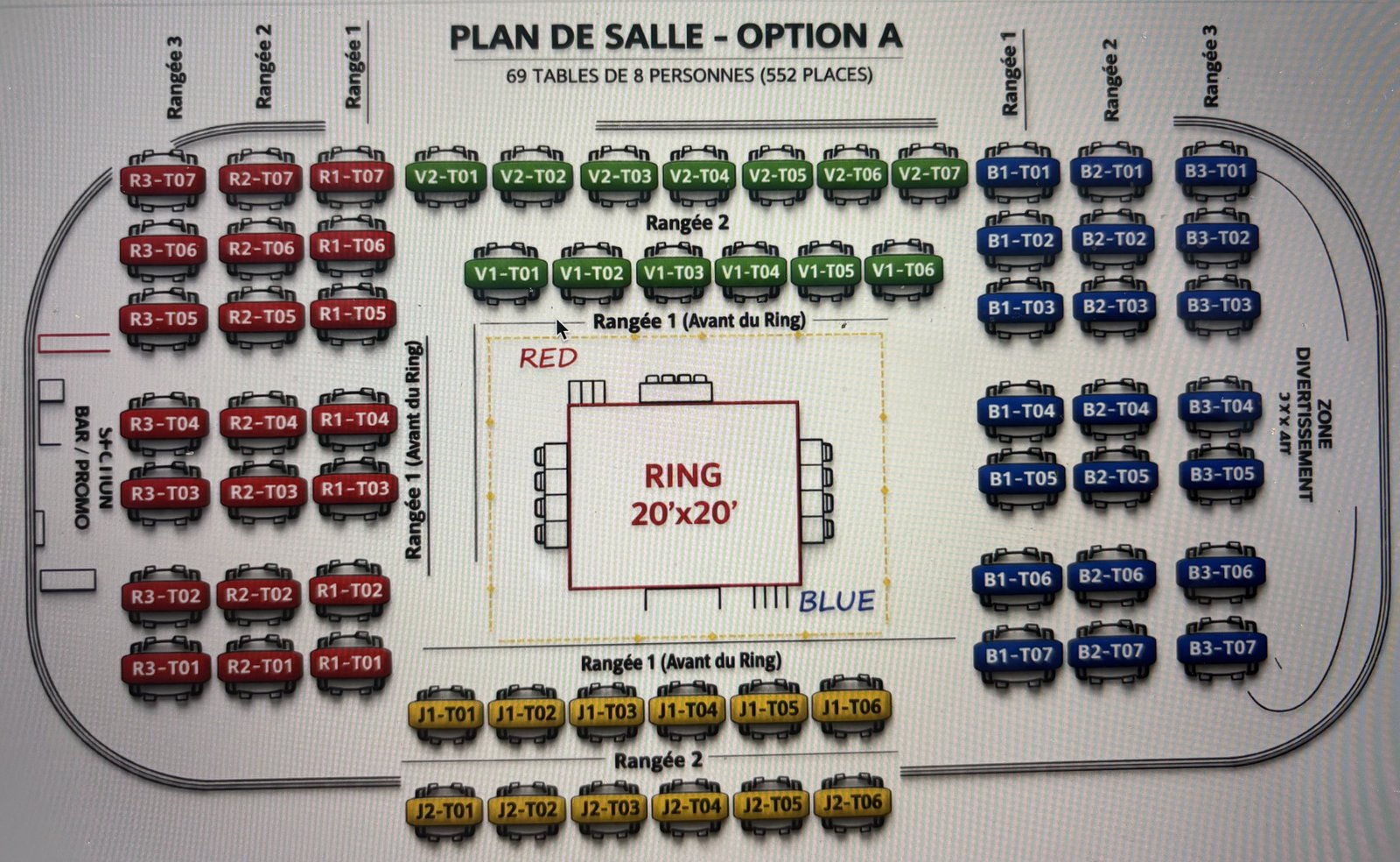 Plan de salle Aréna Kiwanis Val-d'Or — Gala Gladiateurs du Nord